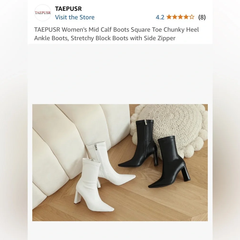 Taepusr Black Ankle Booties NWOB - Picture 2 of 11